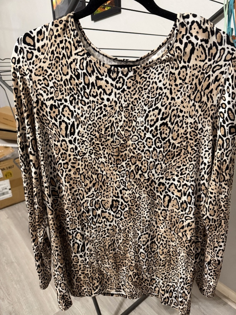 Chico’s The Ultimate Tee Size 3 (US 16/18) Leopard Animal Print Long Sleeve Top